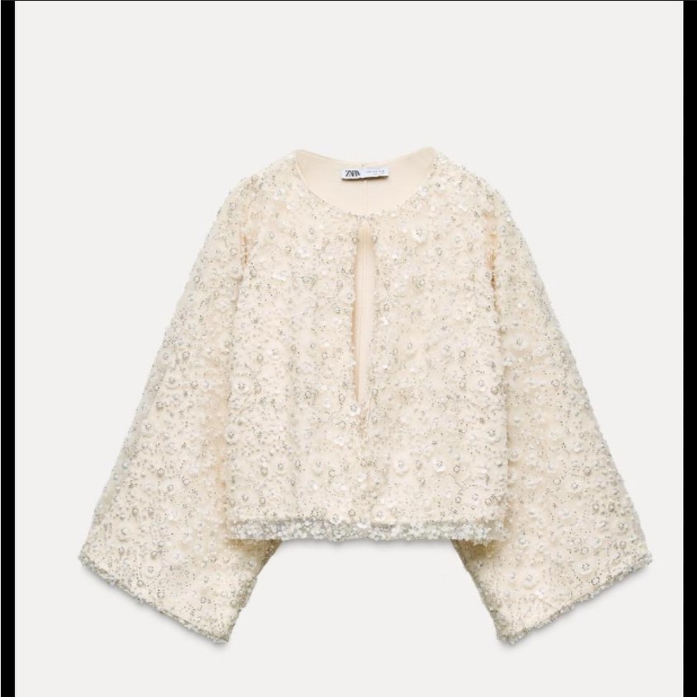 Zara Cream Sequin Blouse
